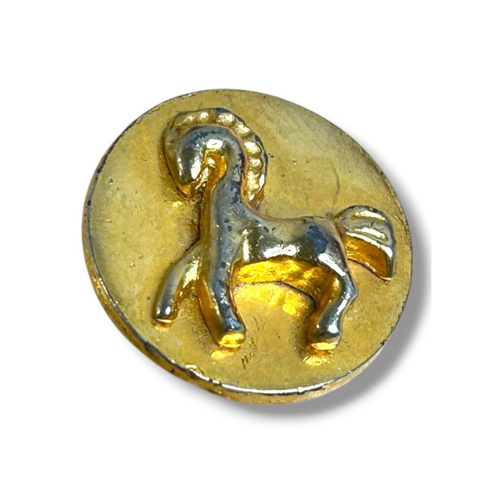 Vintage Gold Tone Etruscan Style Horse Clothing Button